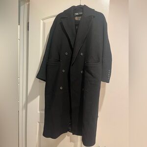 Zara Black Double-Breasted Coat